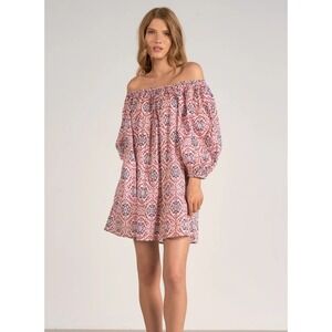 Elan NWT Off The Shoulder Bohemian Tunic Paisley Print 3/4 Sleeve Dress XL‎
